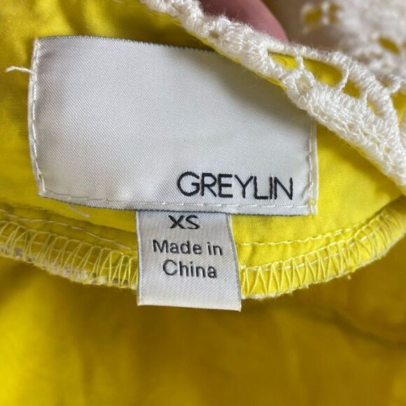 Anthropologie Greylin Valencia Lace Fit and Flare Yellow and White Cotton Dress - Picture 10 of 12